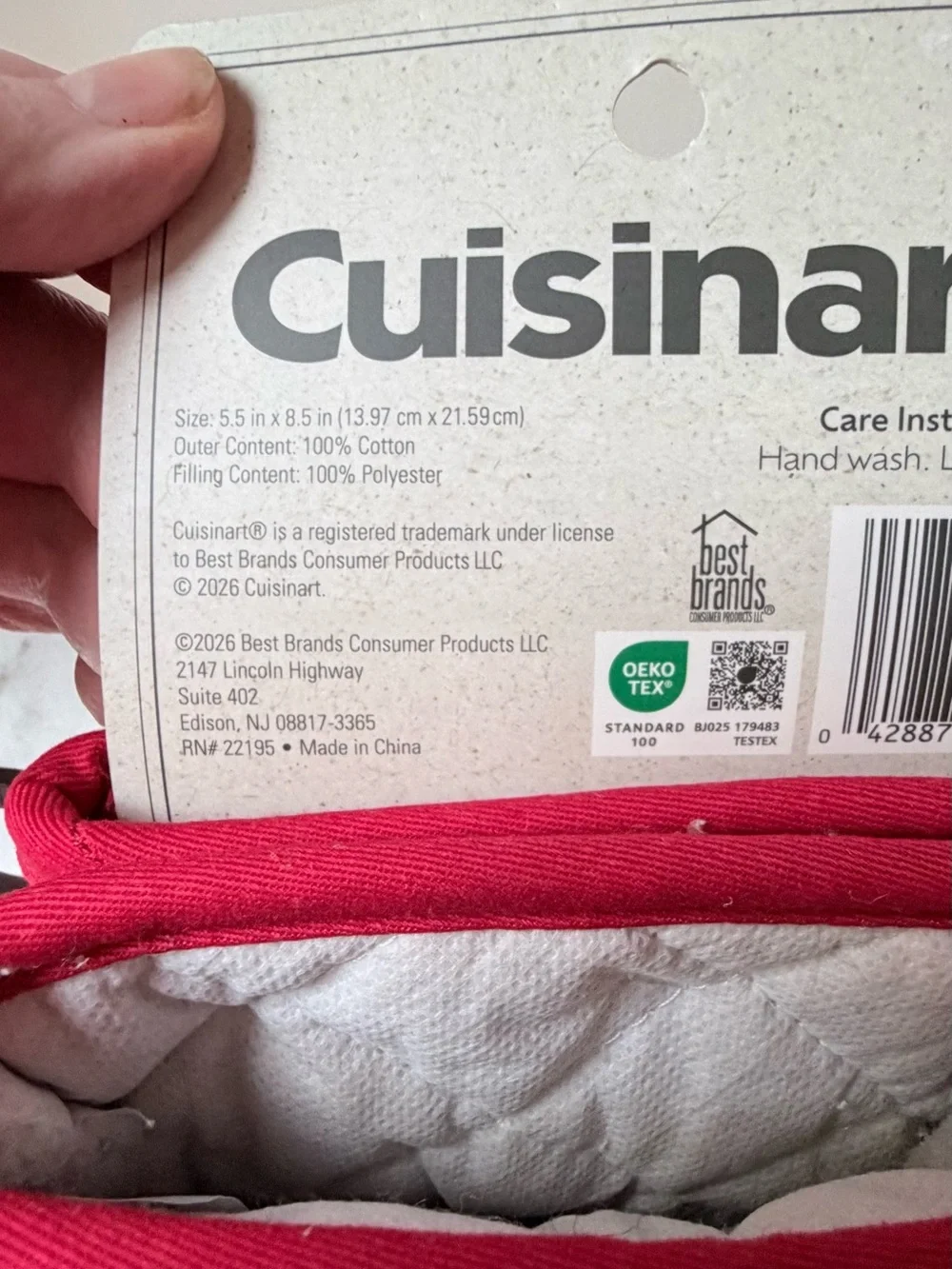 Cuisinart Strawberry kitchen Mitt - White & red
